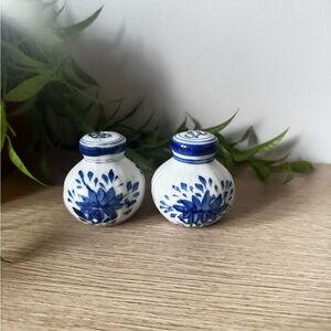 Blue and White Ceramic Salt and Pepper Shakers